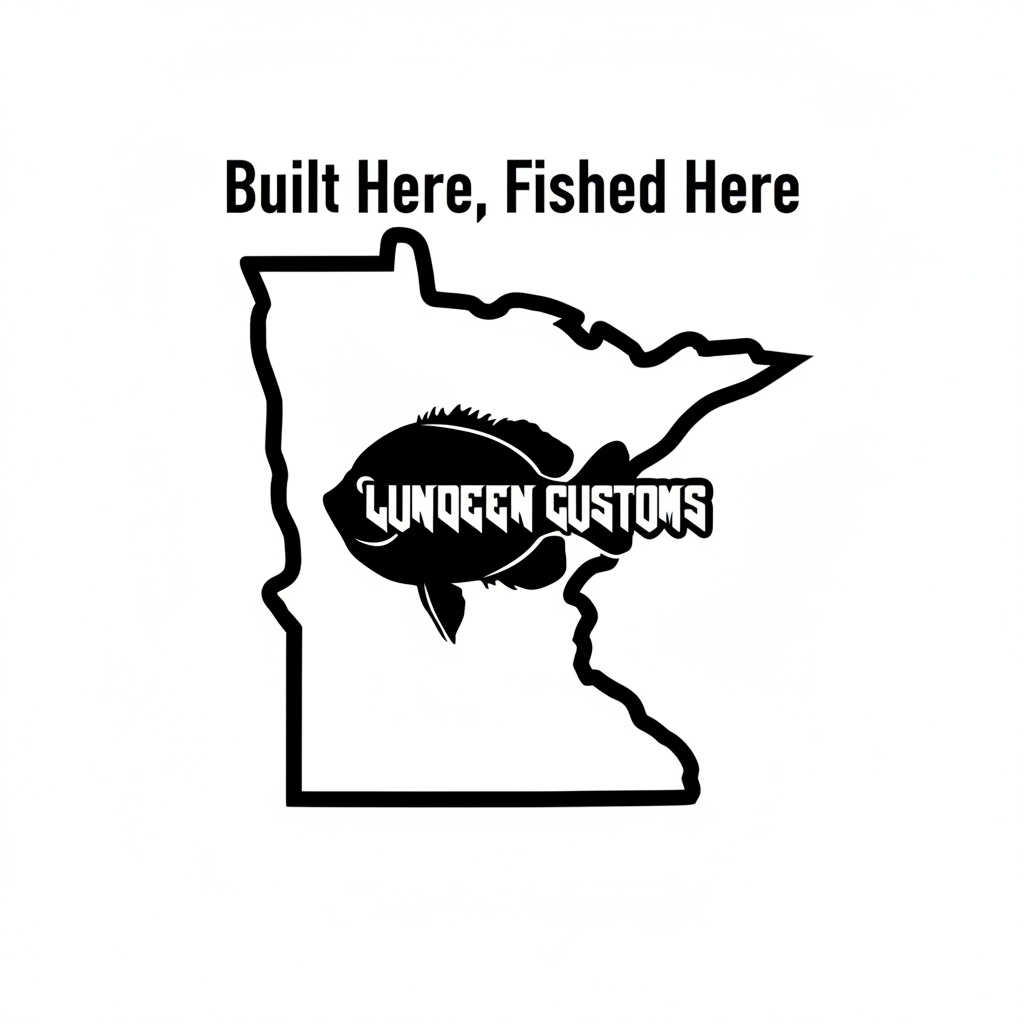 Built Here Fished Here Minnesota Logo - Black and White